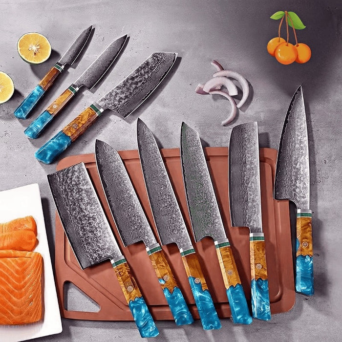 Damascus Steel Chef Knife Set with Ergonomic Handle
