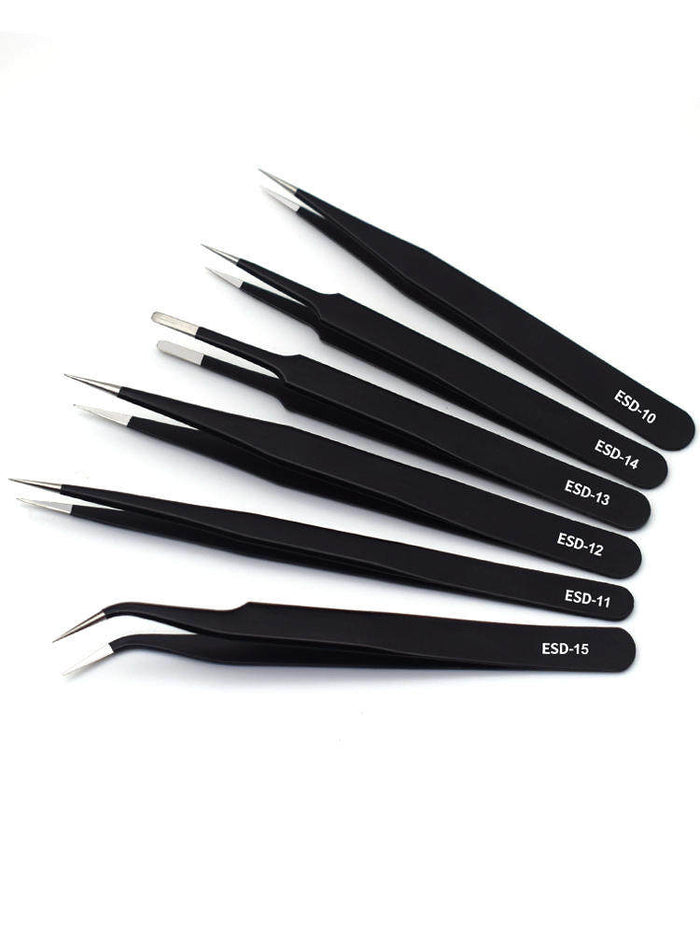 Stainless Steel Tweezers Set with Multiple Tip Styles